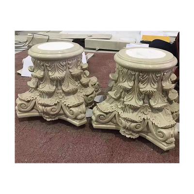 China Solid Customized Construction Marble Carved Roman Pillar Marble Column Capital for sale