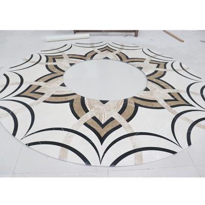 China Modern Luxury Waterjet Marble Medallion Large Waterjet Medallion Design Flooring Hotel Lobby Slab for sale