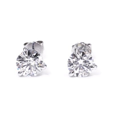 China Accept Tianyu Private Custom Gems Lab Diamond CVD 1ct Weight Fashion Jewelry Round Stud Earring in Solid 14k White Gold for Women Daily Wear for sale