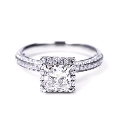 China Accept Private Custom Tianyu Gems 14k Solid White Gold Setting 1.30ct G SI2 Princess Princess Cut Lab Diamond CVD For Women Rings for sale