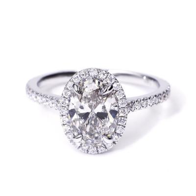 China Accept Tianyu Gems Fashion Jewelry 14k White Gold Setting Lab Diamond Private Custom Solid CVD Oval Cut 1.57ct I Engagement Ring VS2 for sale