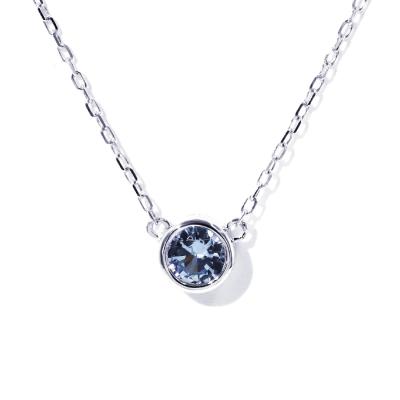 China Instock Tianyu gems 5.0mm 2.06g 14k white gold fashion jewelry round blue nanosital solid necklace for sale