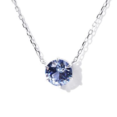 China Instock Tianyu cut 14k white gold nanosital blue jewelry round gems 5.0mm round pendant necklace for women daily wear for sale