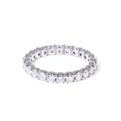 China Instock Tianyu gems 2.5mm moissanite diamond round cut 14k white gold eternity band for women for sale