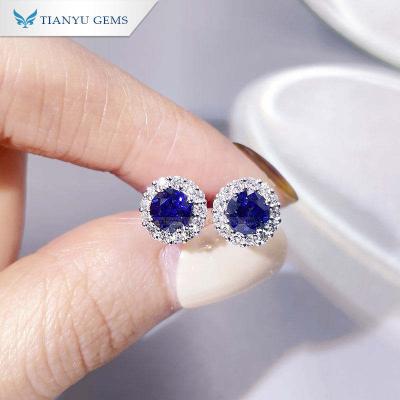 China Custom Tianyu Gems Diamond CVD HPHT Round Cut 14k 18k White Gold Lab Developed Jewelry Earring Studs for sale