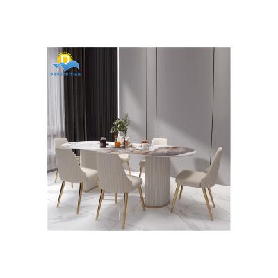 China (Other)Adjustable Luxury Marble Dining Table Set Modern Corner Marble Table Set Popular Selling 6 Piece Table Set for sale