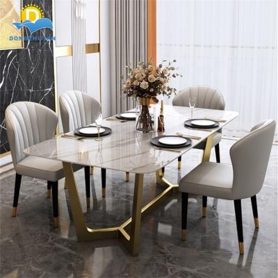 China Factory Wholesale(Other)Adjustable Dining Table Set Nordic Marble Furniture Modern Style Dining Tables With 6 Seaters for sale