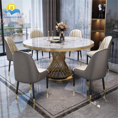 China (Others) 2021 Luxury Hotel Restaurant Adjustable Top Dining Tables Round Modern Dining Table Marble Furniture for sale