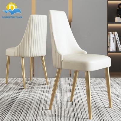 China 2021 (Other) Hot Sale Stainless Steel Metal Dining Chair Leather Dining Chair Adjustable Modern Wedding Banquet Chair Luxury Hotel for sale