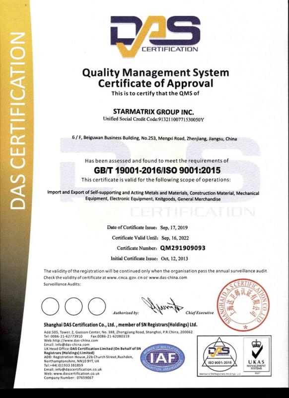 ISO9001 - Starmatrix Group Inc.