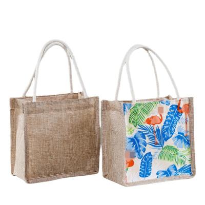 China Rope Handle Strong Durable Insulated Beautiful Tote Organic Wholesale Jute Bags Simple Thermal for sale