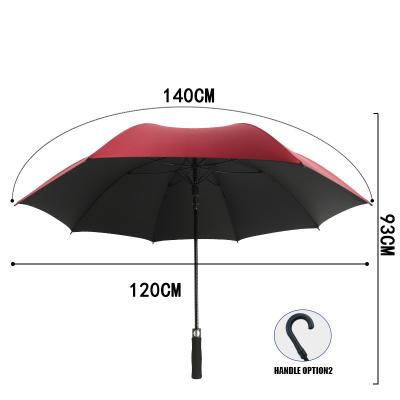 China Vintage Fomay Folding Golf Fashionable Straight Handle 14mm Large Black Windproof Umbrella for sale