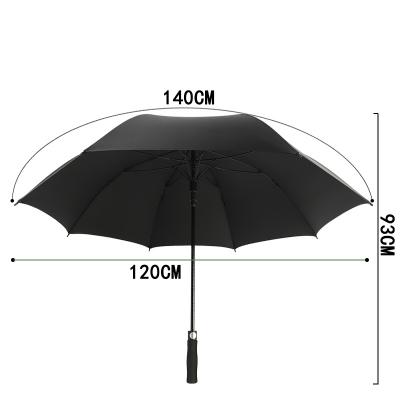 China Vintage Fomay Folding Golf Fashionable Straight Handle 14mm Large Black Windproof Umbrella for sale