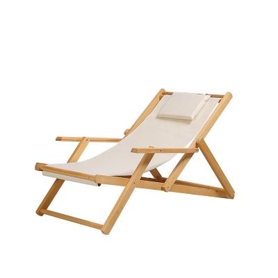 China Modern Durable Comfortable Custom Adjustable Wooden Outdoor Custom Beach Chair for sale