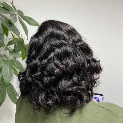 China Silky Body Wave Short Curly Wig For Women With Bangs Big Bangs Wig Natural Black Afro Kinky Curly Fluffy Bouncy Loose Synthetic Short Curly Wig for sale