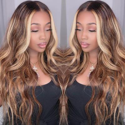 China 100% Real Mink Brazilian Human Hair Highlight Ombre Wig Silky Straight Lace Frontal Wave Cuticle Aligned Virgin Hair Wig for sale