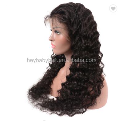 China Silky Straight Brazilian Natural Wave Frontal Full Lace Wigs Human Hair for sale