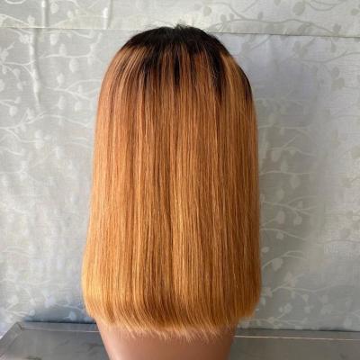 China Omber Bundles Heybaby Hair Wholesale Peruvian Straight Hair Bob Peruvian Leace Front Closure Short Bob Wig for sale