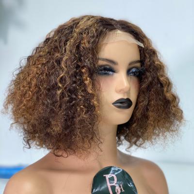 China Brazilian Lace Front Wig Cuticle Aligned Human Hai Hair Wave 180% Density Regular Curly Bob Wig 100% Natural Virgin Hair for sale