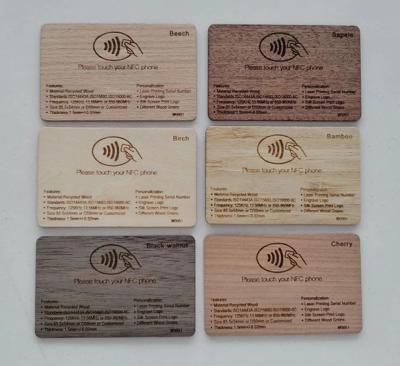 China NFC NTAG213 Custom Printing Wooden Business Card Eco-friendly RFID Wooden Smart Card Business Card For Access Control Management for sale