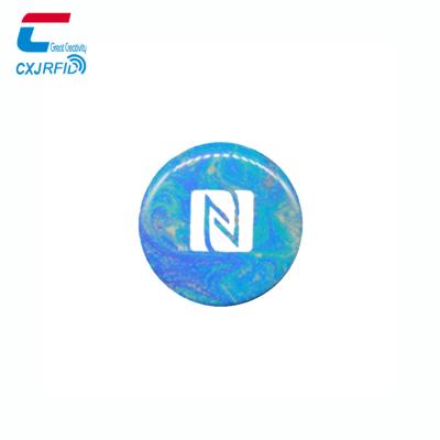 China 30mm NFC Round Epoxy Sticker Waterproof / Waterproof NFC Media Custom Printing Programmable Social Tag for sale