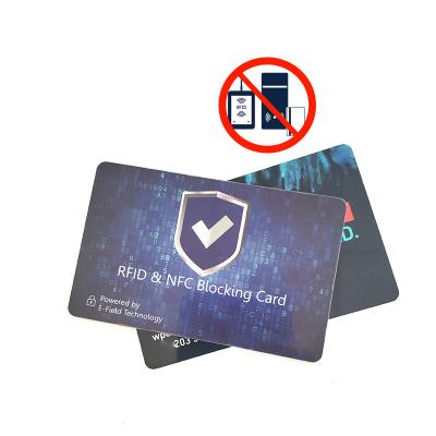 China 13.56Mhz credit card e-field technology rfid blocking card credit card protector rfid blocker card for sale