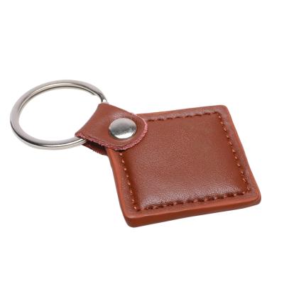 China 13.56MHZ PU ISO Standard Leather Active Hotel Room Key Indicator Customized NFC Tag RFID Programmable Leather Keyfob for sale