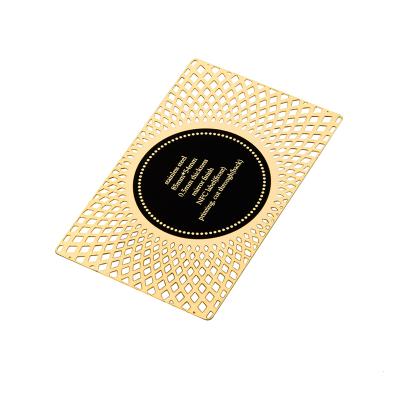 China Antique Imitation Laser Engraved Cut Logo Anodized Gold Metal Aluminum Nfc Cards for sale