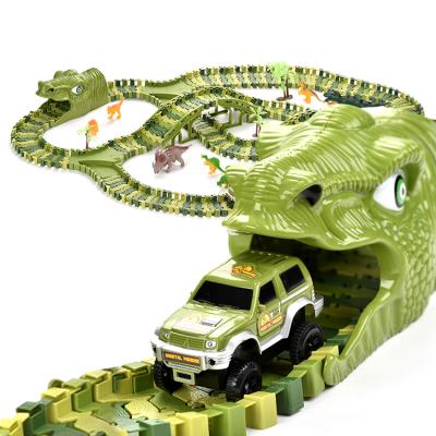 China Slot Toy Children's DIY Toys DIY Dinosaur Track Car 240PCS Track Set Variable Roller Coaster Dinosaur Park Track Car Set for sale