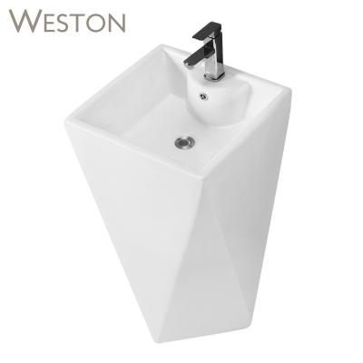 China One Piece Floor Standing Pedestal Free Standing Luxury Design Quality Porcelain Sink Shape Onyx Sanitary Ware Bathroom for sale