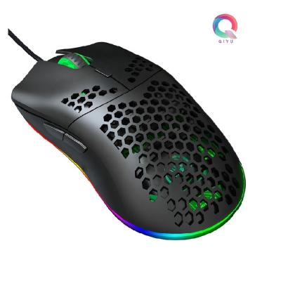 China Qiyu 6400 Dpi USB RGB Gaming Mouse Switchable Ergonomic Honeycomb Wired PC Gaming PC Mouse Inalambrico for sale