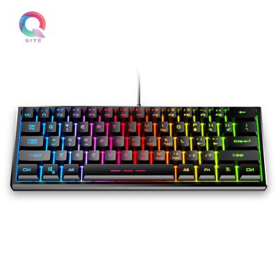 China Teclado Gamer QIYU Teclado Backlit Backlit Switchable Gamer Customized 61 Keys Mechanical Layout Gaming Felling Keyboard For PC for sale