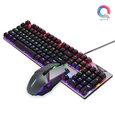 China Qiyu 104 Metal Keys Teclado e RGB Mouse Switchable Mechanical Gaming Keyboard and Mouse Combos for sale