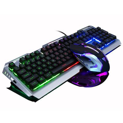 China Qiyu 104 Keys Metal USB RGB Aluminum Keycap Backlit Rainbow Wired Combo Gaming Keyboard Mouse for sale