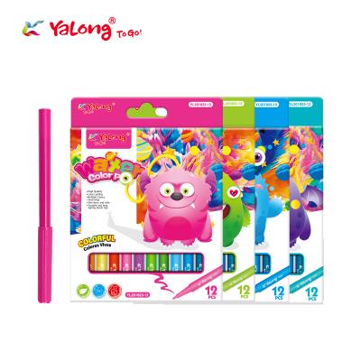 China Latest Self-designed Painting Drawing 6/12/18 Colors YALONG Brand Coloring Set Monster Picture Watercolor Pen For Kids Student for sale