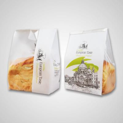 China White Kraft Paper Bag For Bread / Stand Up Pouches With Mylar And Clear Window for sale