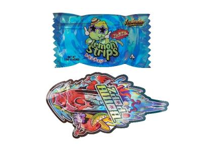 China Plastic Die Cut Custom Mylar Bags Special Shaped Hologram Painting 3.5g for sale