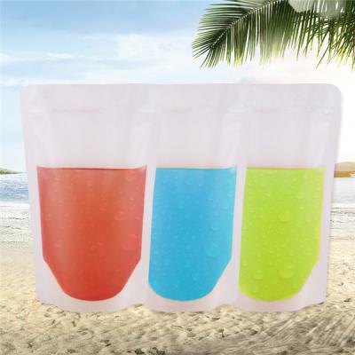 China Zipper Reusable Clear Drinking Beverage Bag / Transparent Plastic Bag For Cocktail for sale