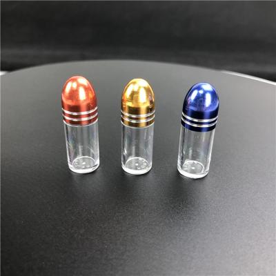 China Pill Bottle Clear Small Capsule Bullet Shape Containers With Metal Cap For Rhino Pill for sale