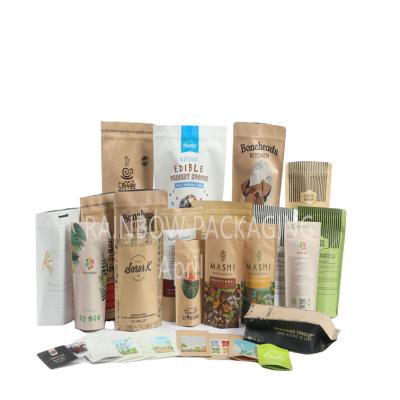 China Custom Food Grade PLA Brown Kraft Paper Bags Mangoes Powder Food Pet Treats Edible Packaging Bags Mylar With Zipper for sale