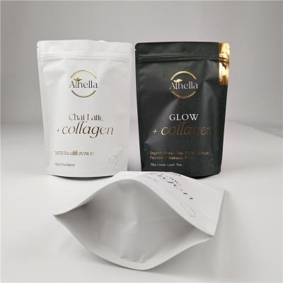 China Custom Smell Proof White Kraft Paper Bags for Cookie Nuts Edibles Powder Tea Pet Food Biodegradable Packaging Bag for sale