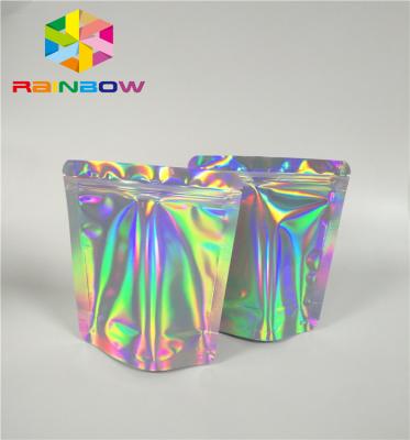 China Mylar Hologram Zipper Customized Paper Bags For Eyelash Glue Cosmetics Products for sale