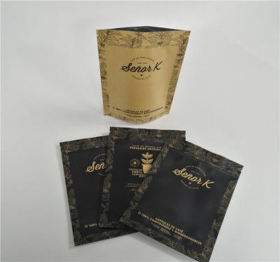 China Dry Food Coffee Brown Kraft Paper Stand Up Pouch Gravure Printed for sale