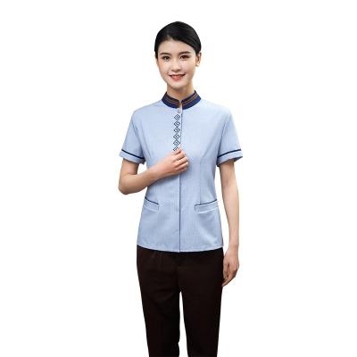 China Hotel Touchhealthy Supply Rack Collar Logo Cheap Bulk Acceptable Hotel Maid Uniform Uniform for sale