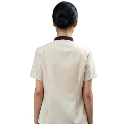 China Good Quality Custom Made Touchhealthy Supply Hotel Housekeeping Manager Uniform Blue Logo Housekeeping Uniform for sale