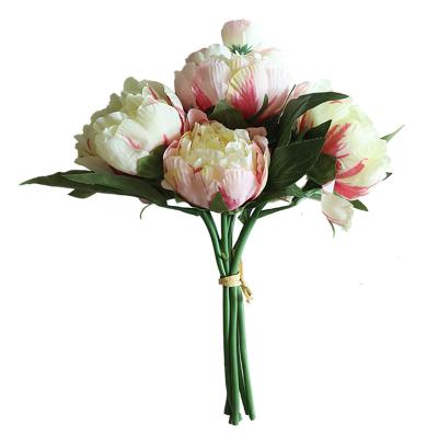 China Environmental Friendly Peonies Artificial Silk Flower Bouquet / Peony Flower For Pipe Ornamental Elegant Flower for sale