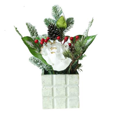 China Environmentally friendly Christmas supply/Christmas artificial flowers plant artificial flower bonsai background for sale