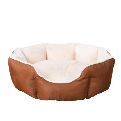 China Sustainable Round Bolster Dog Or Cat Bed With Flannel Top Hot Selling Pet Bed For USA Market for sale