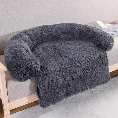 China Viable Soothing Fluffy Dog Mat Furniture Protector Plush Dog Bed With Removable Washable Cover for sale