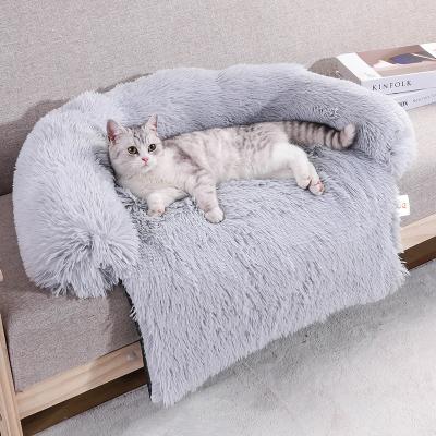 China Autumn Winter Popular New Design Viable 4 Works Luxury Faux Fur Dog Sofa Beds For Large Dogs Cats for sale